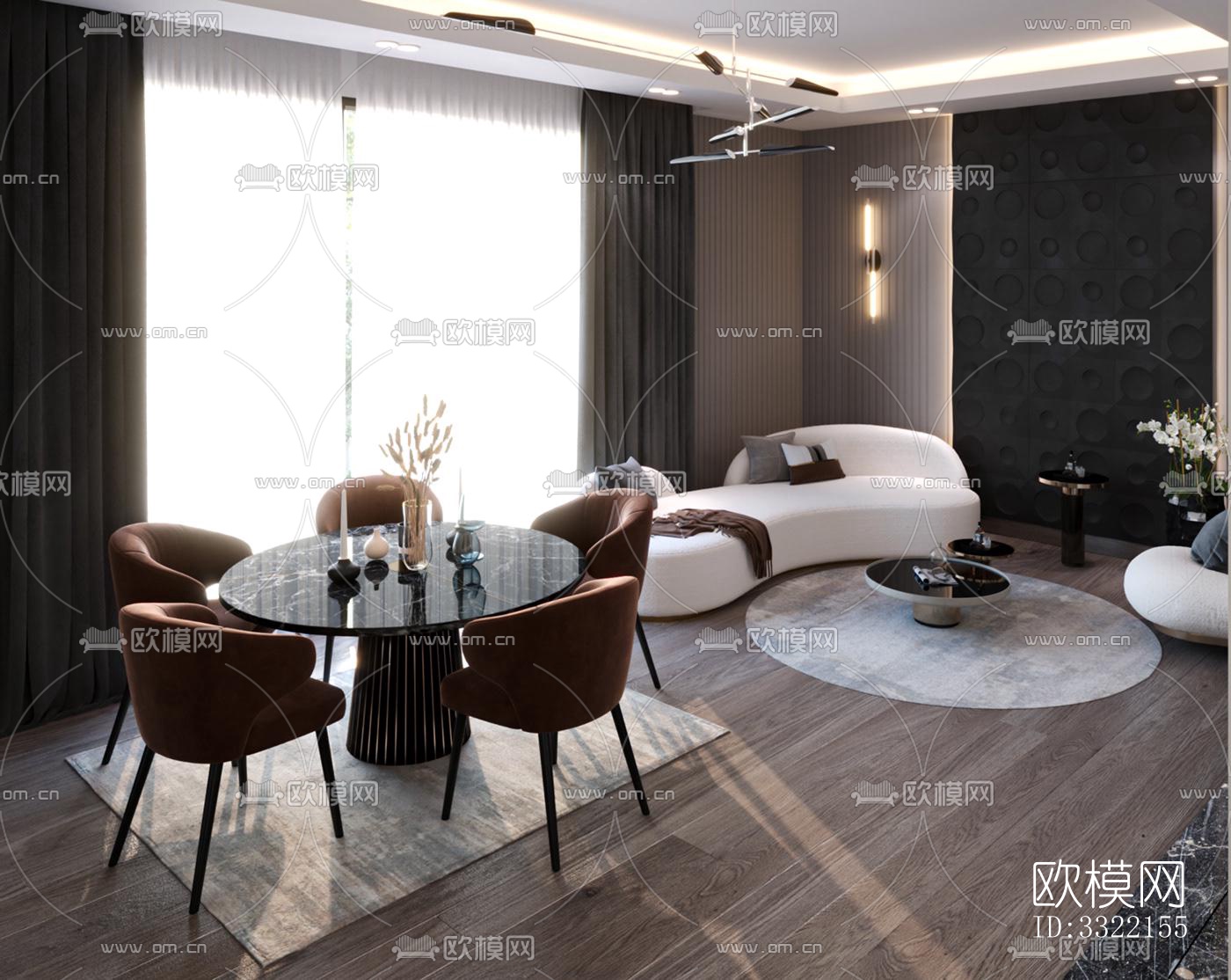 现代客厅效果图下载（渲染图2）