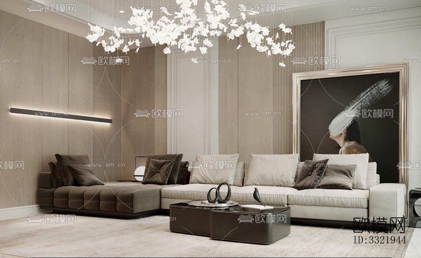 现代客厅效果图下载（渲染图7）