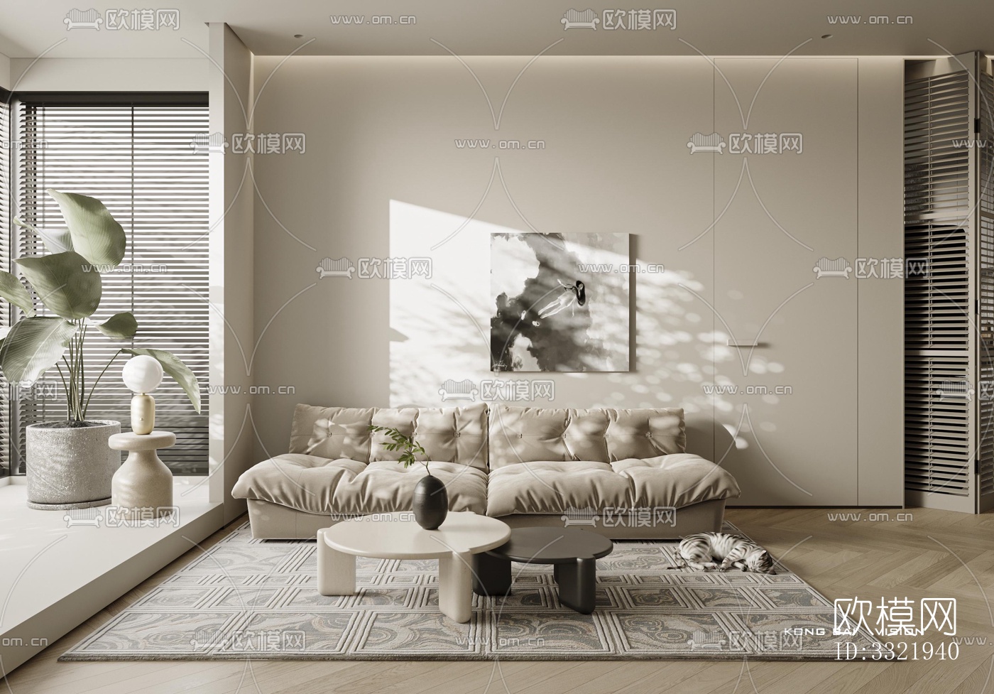 现代客厅效果图下载（渲染图1）