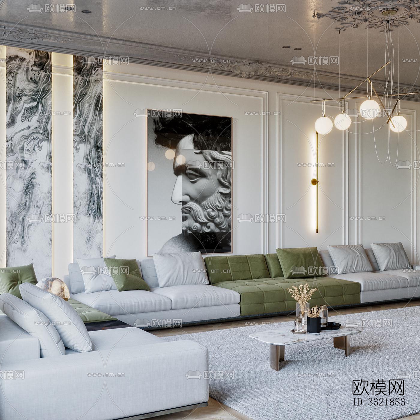 现代客厅效果图下载（渲染图7）