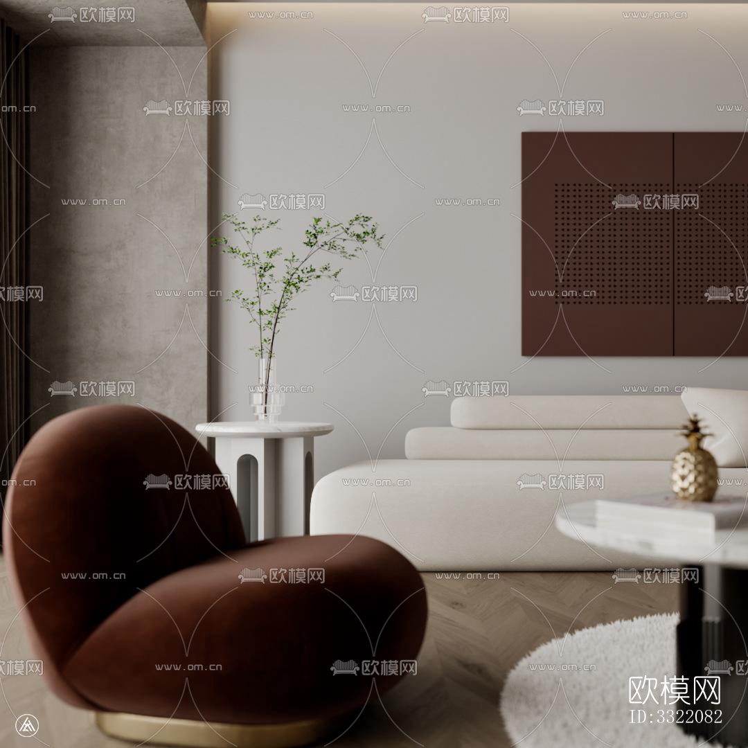 现代客厅效果图下载（渲染图4）