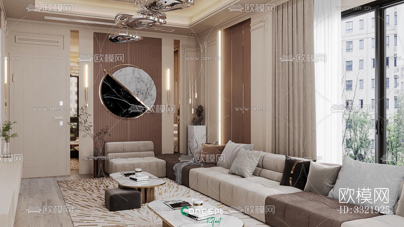 现代客厅效果图下载（渲染图6）