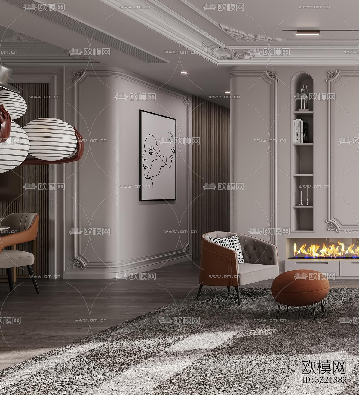 现代客厅效果图下载（渲染图2）