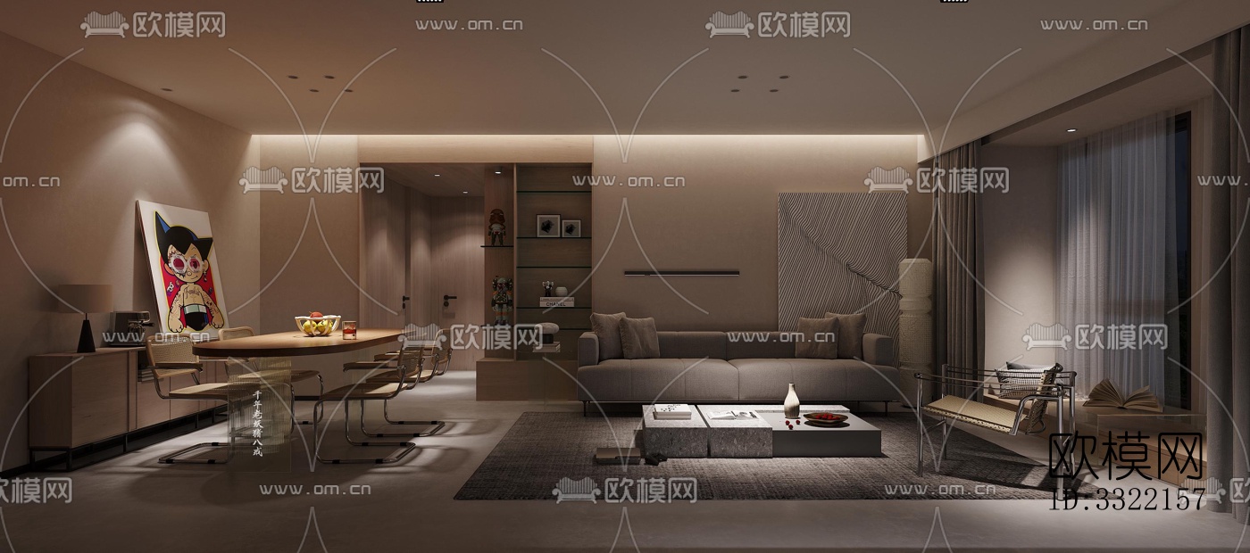 现代客厅效果图下载（渲染图7）