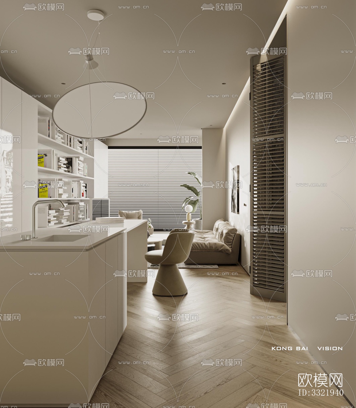 现代客厅效果图下载（渲染图7）