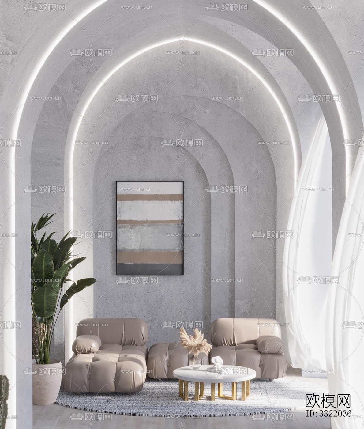 现代客厅效果图下载（渲染图3）