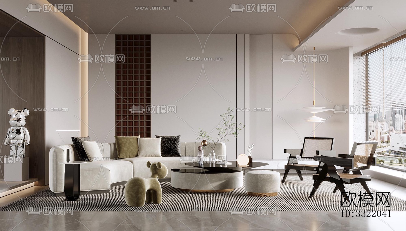 现代客厅效果图下载（渲染图2）