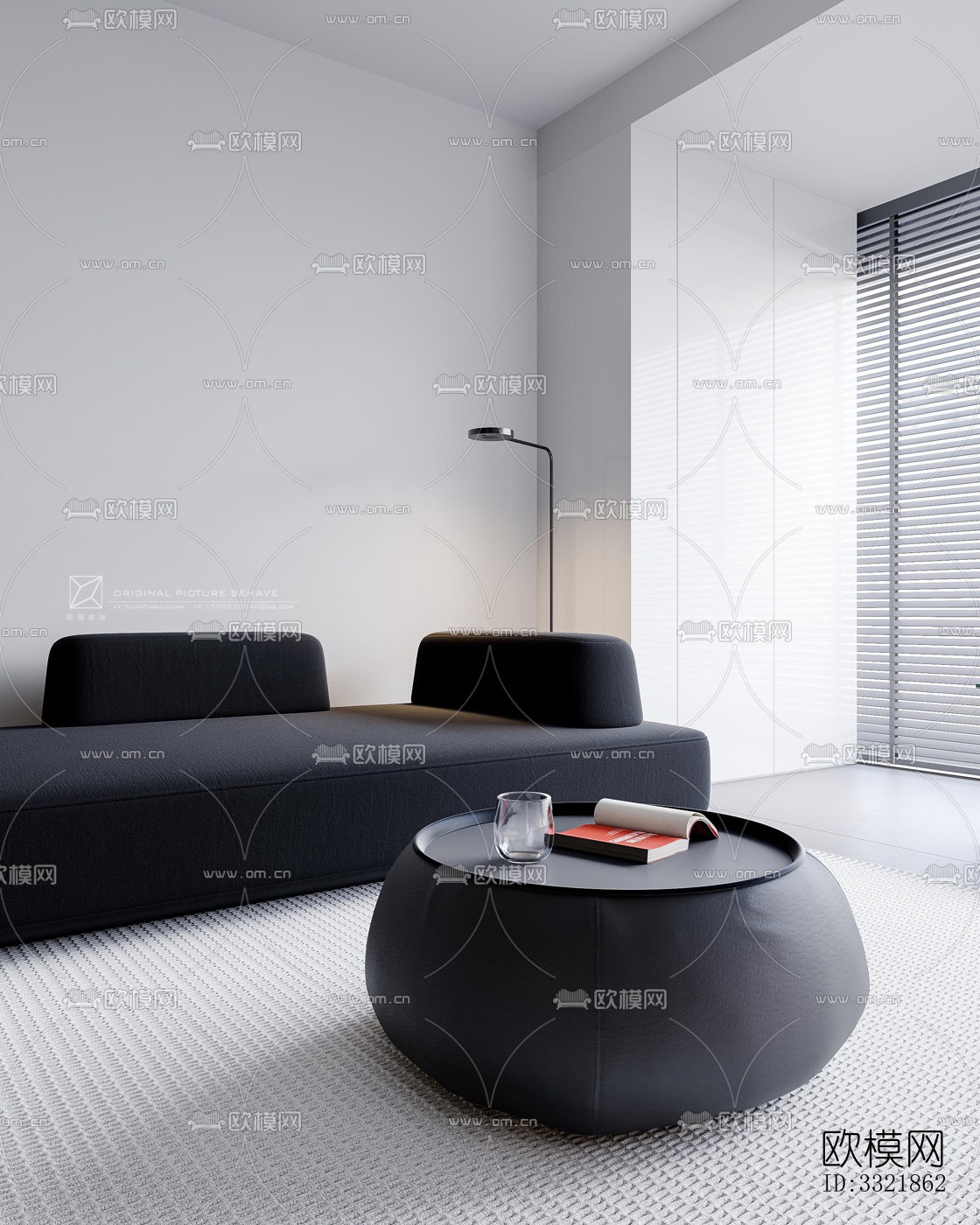 现代客厅效果图下载（渲染图6）