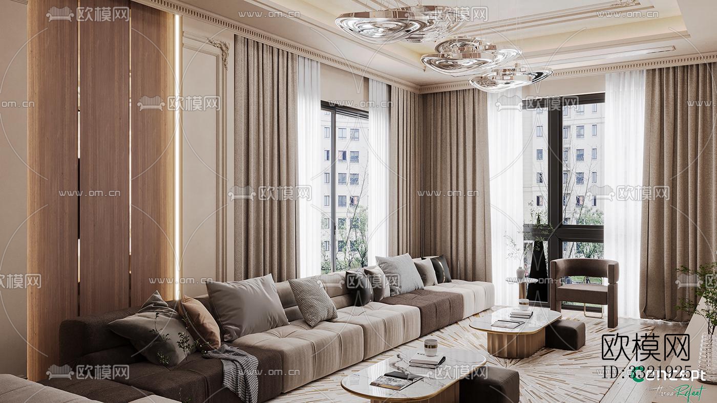 现代客厅效果图下载（渲染图3）