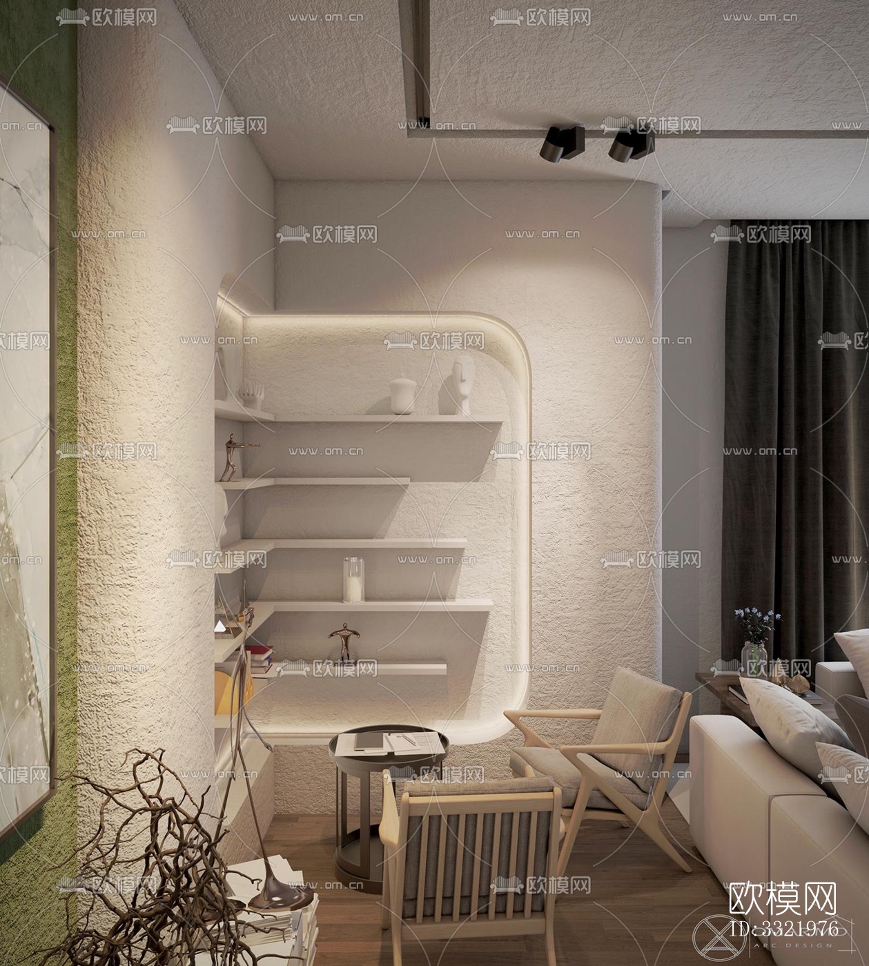 现代客厅效果图下载（渲染图4）