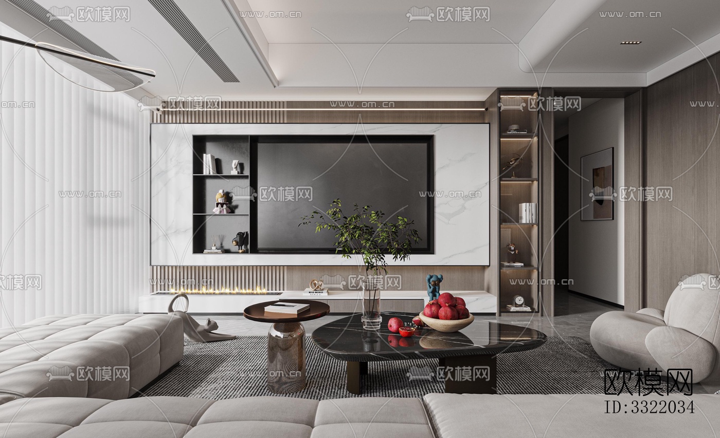 现代客厅效果图下载（渲染图3）