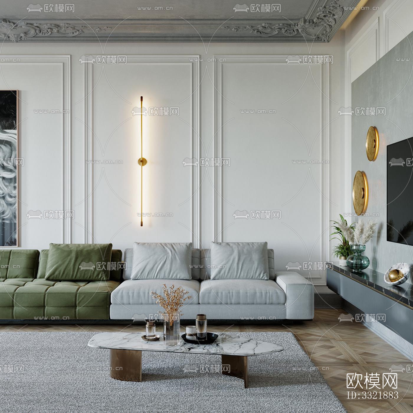 现代客厅效果图下载（渲染图5）