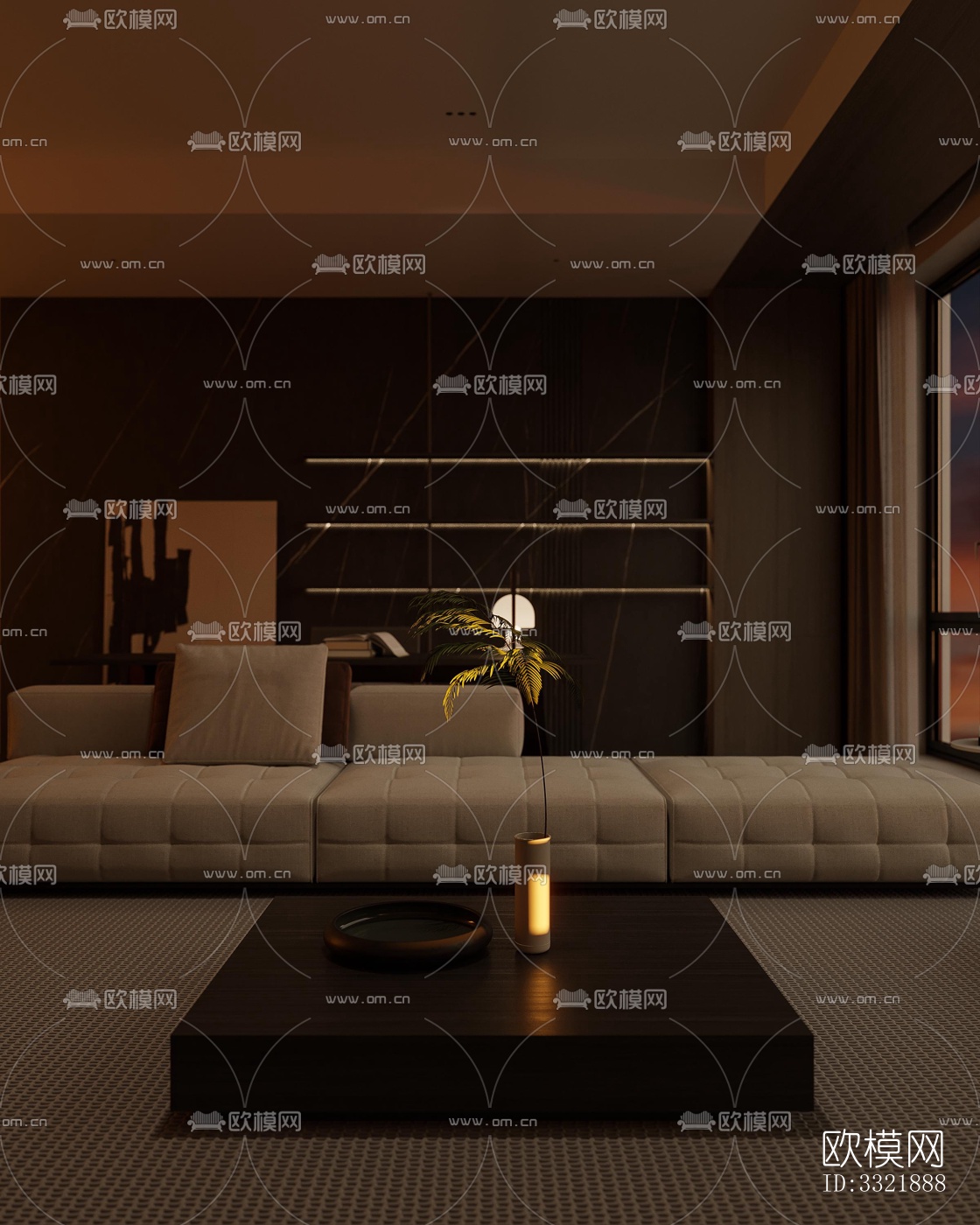 现代客厅效果图下载（渲染图4）