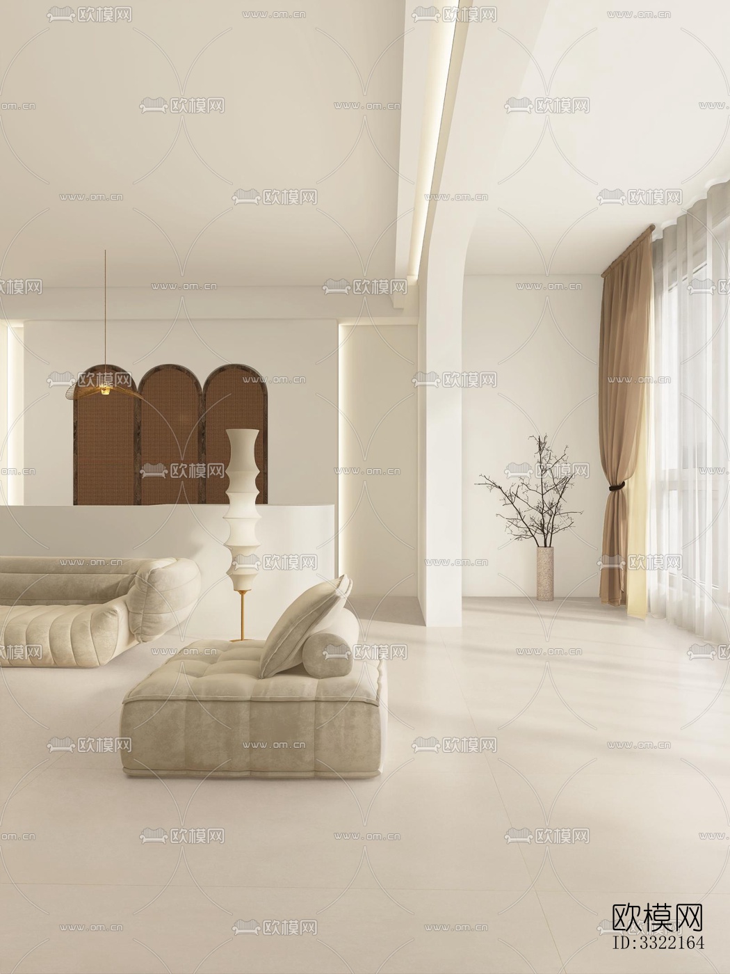 现代客厅效果图下载（渲染图2）