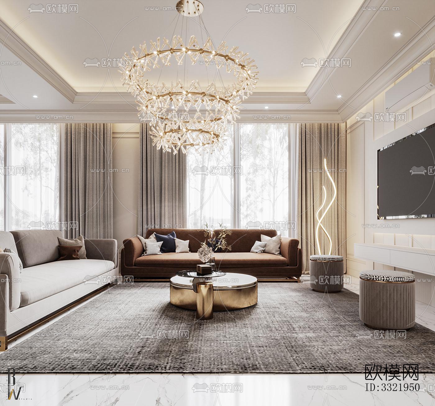 现代客厅效果图下载（渲染图4）