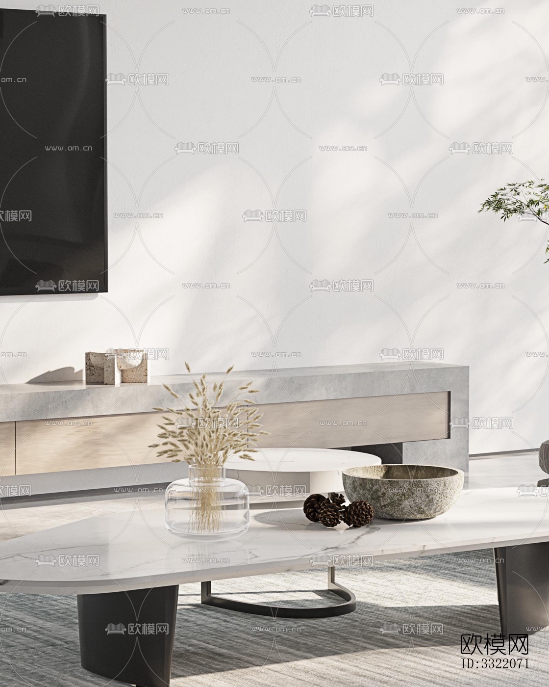 现代客厅效果图下载（渲染图4）