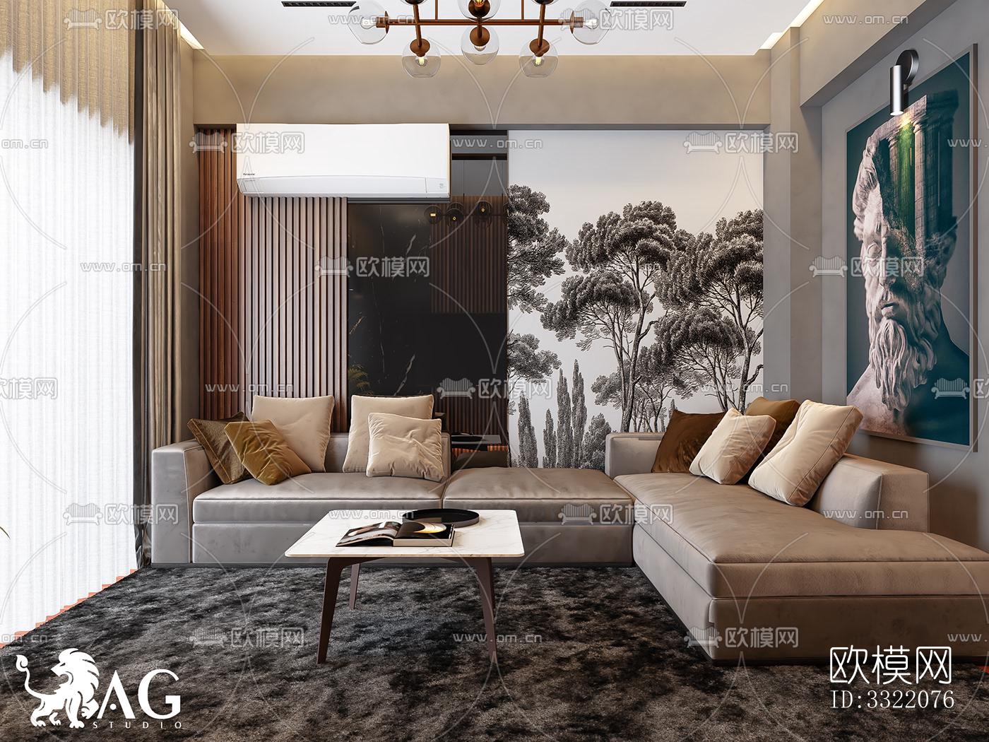 现代客厅效果图下载（渲染图7）