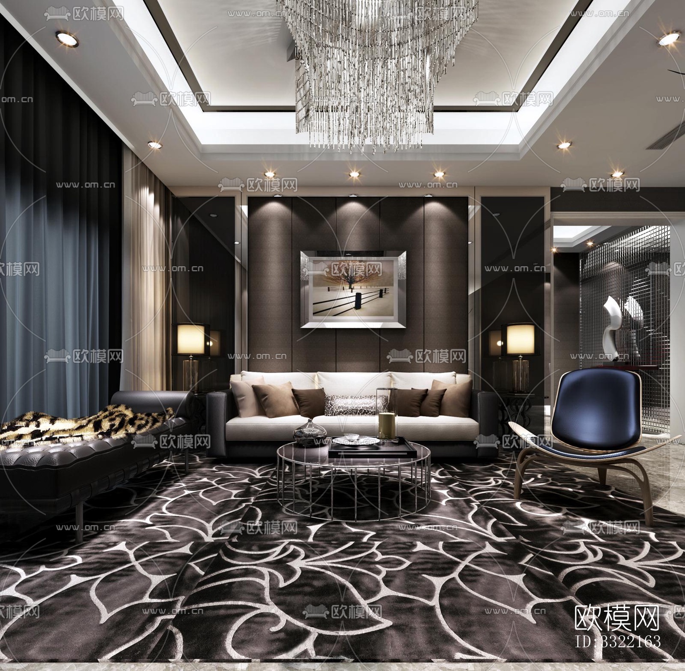 现代客厅效果图下载（渲染图1）