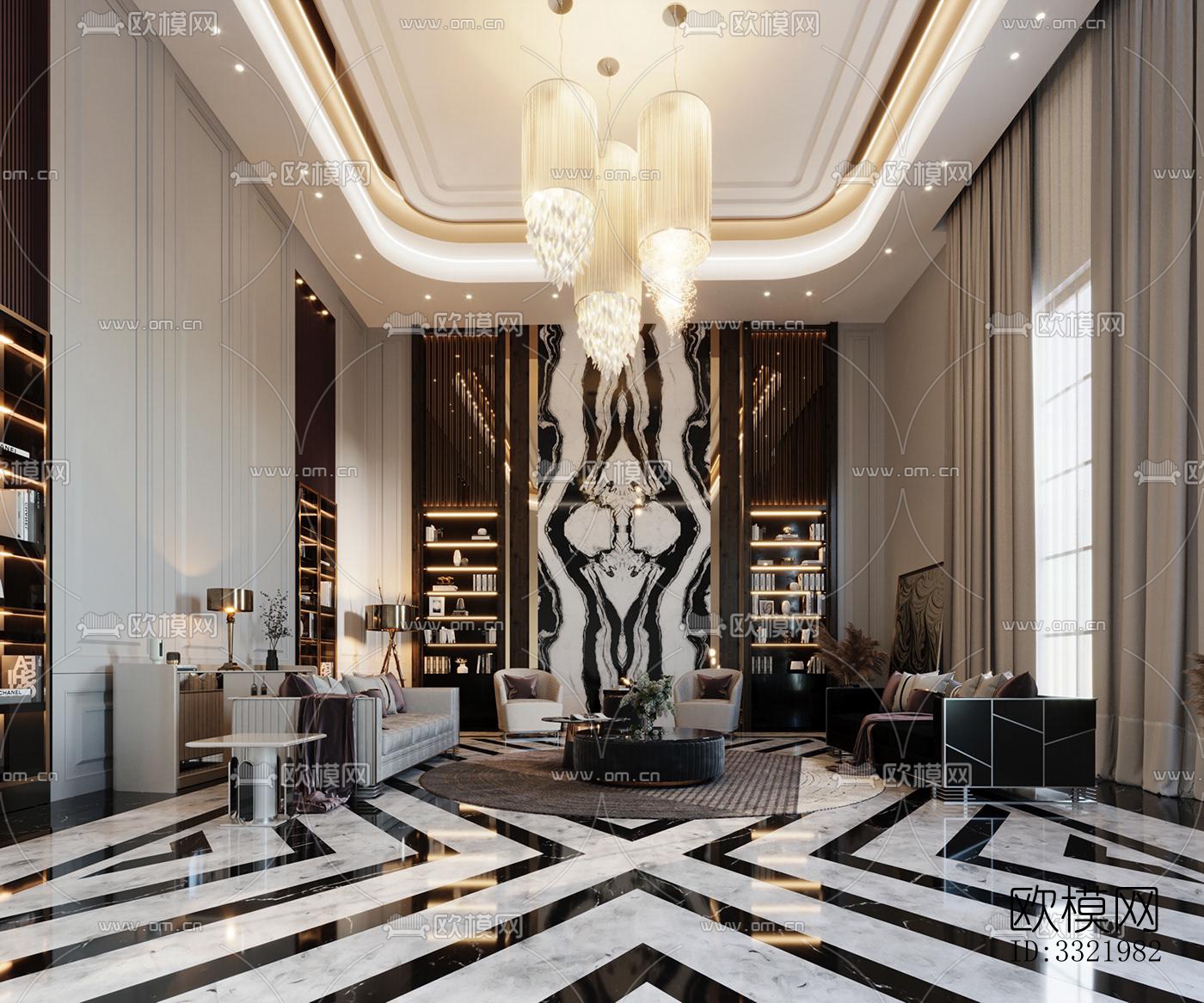 现代客厅效果图下载（渲染图2）