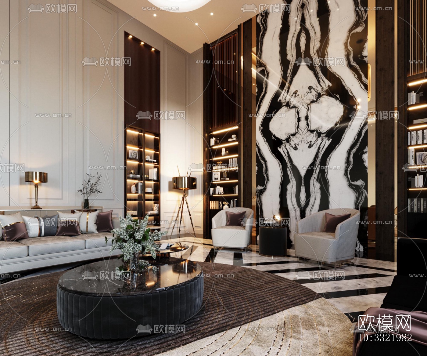 现代客厅效果图下载（渲染图1）