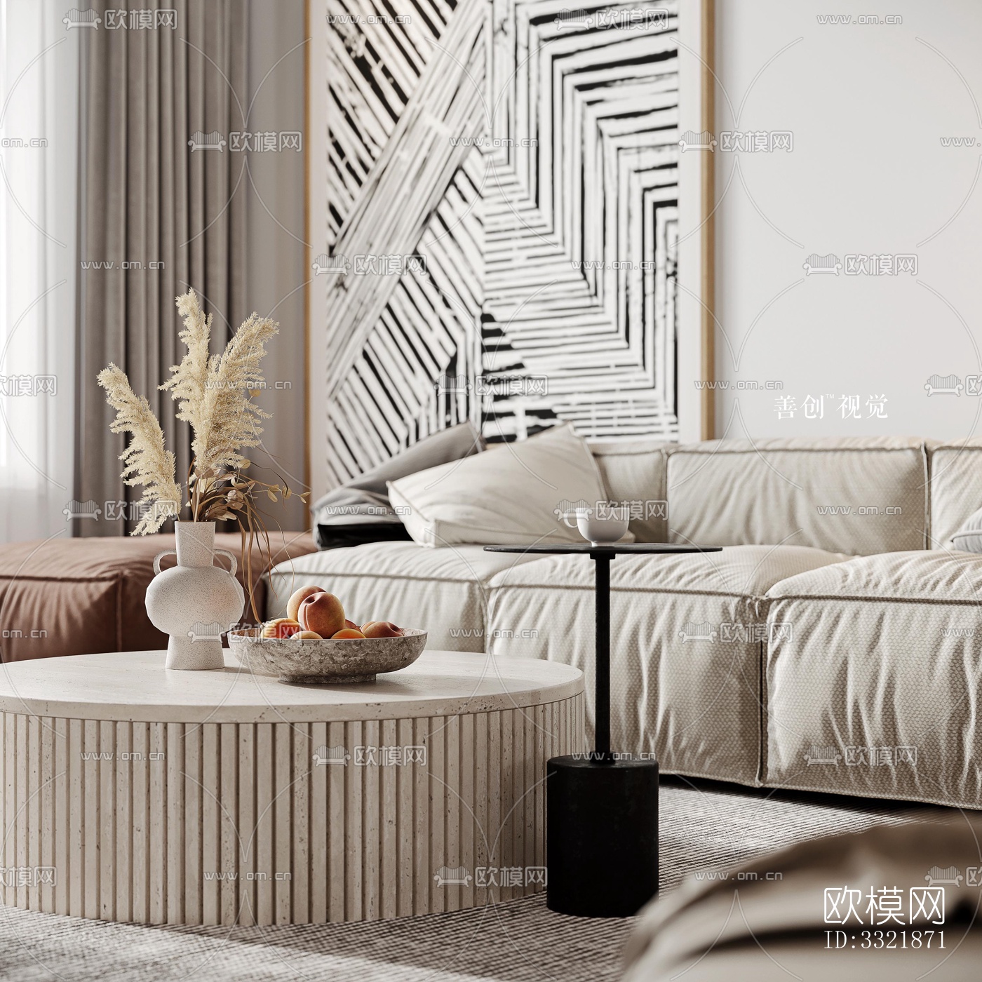 现代客厅效果图下载（渲染图1）