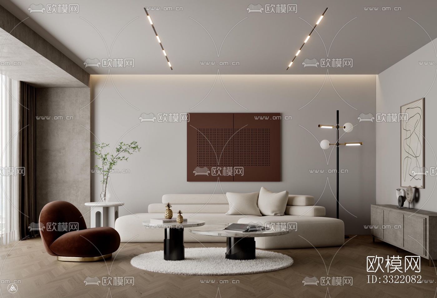 现代客厅效果图下载（渲染图1）