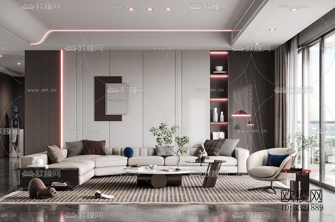 现代客厅效果图下载（渲染图8）