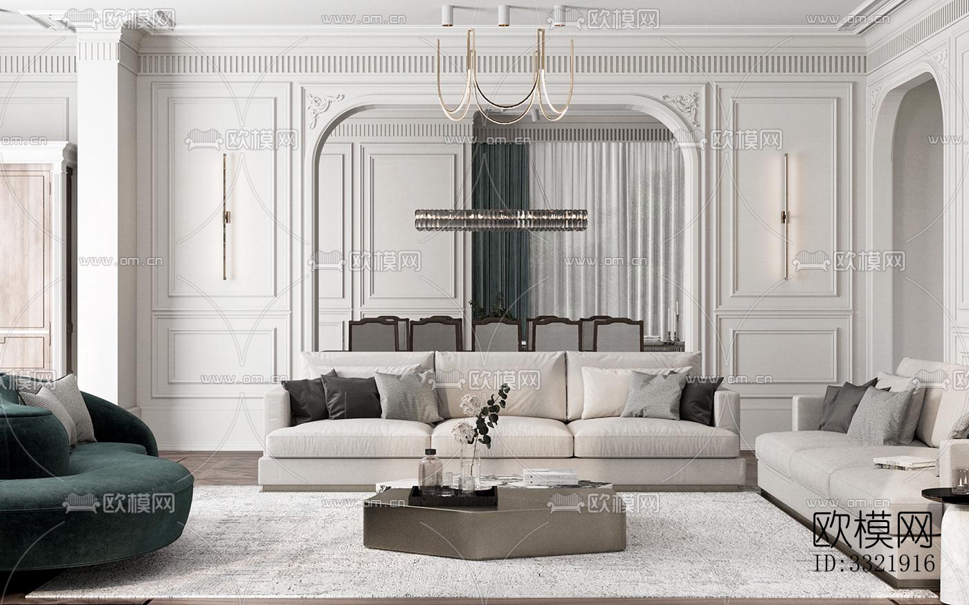 现代客厅效果图下载（渲染图2）