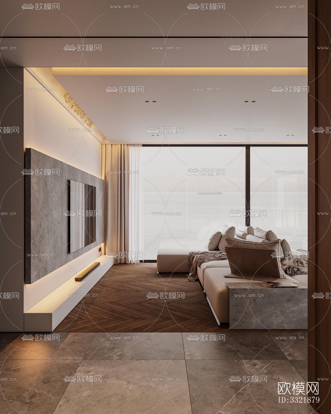 现代客厅效果图下载（渲染图12）