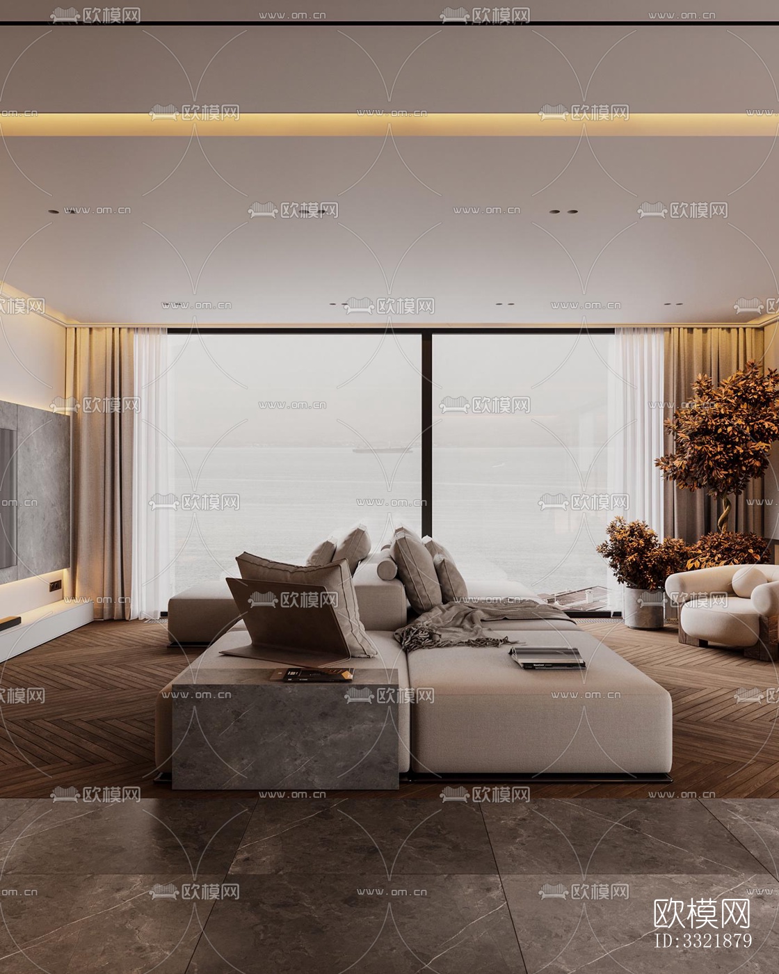 现代客厅效果图下载（渲染图7）