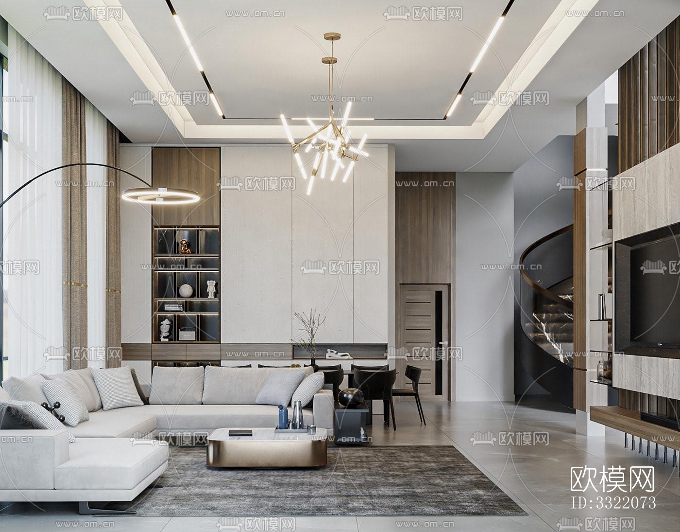 现代客厅效果图下载（渲染图1）