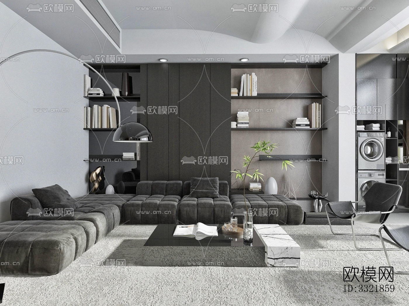 现代客厅效果图下载（渲染图2）