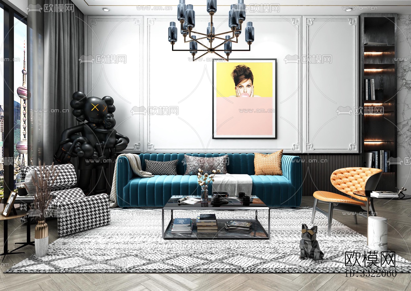 现代客厅效果图下载（渲染图7）