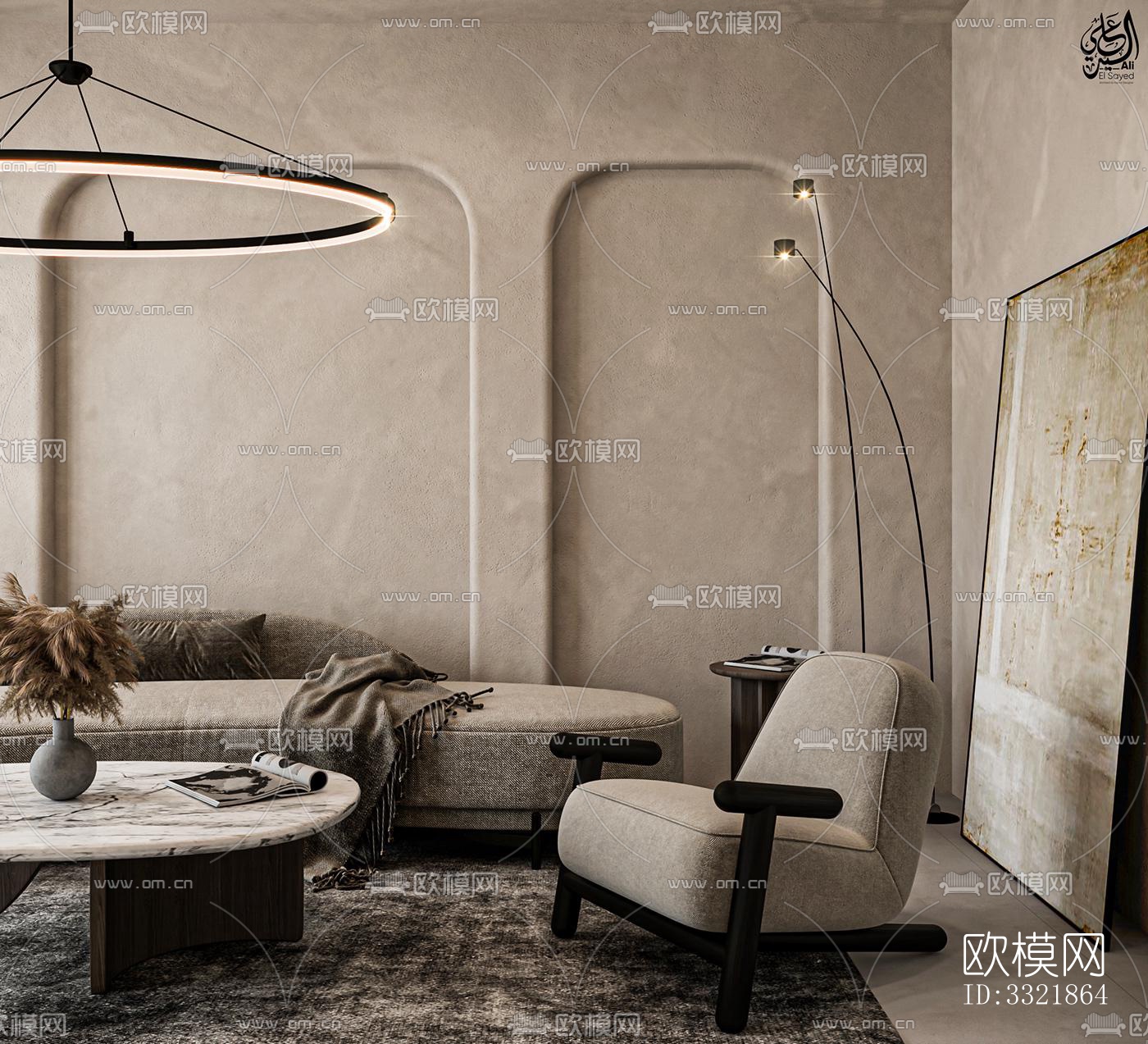 现代客厅效果图下载（渲染图5）