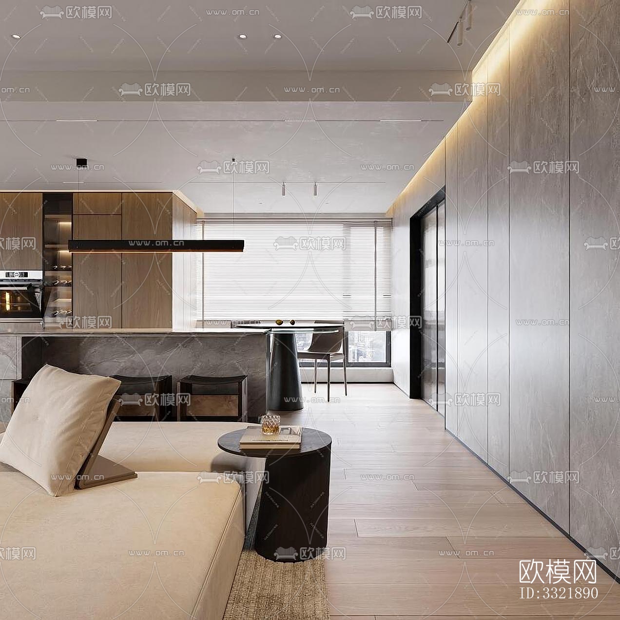 现代客厅效果图下载（渲染图4）