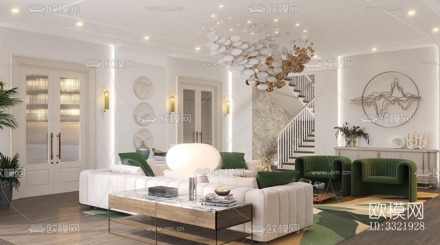 现代客厅效果图下载（渲染图3）