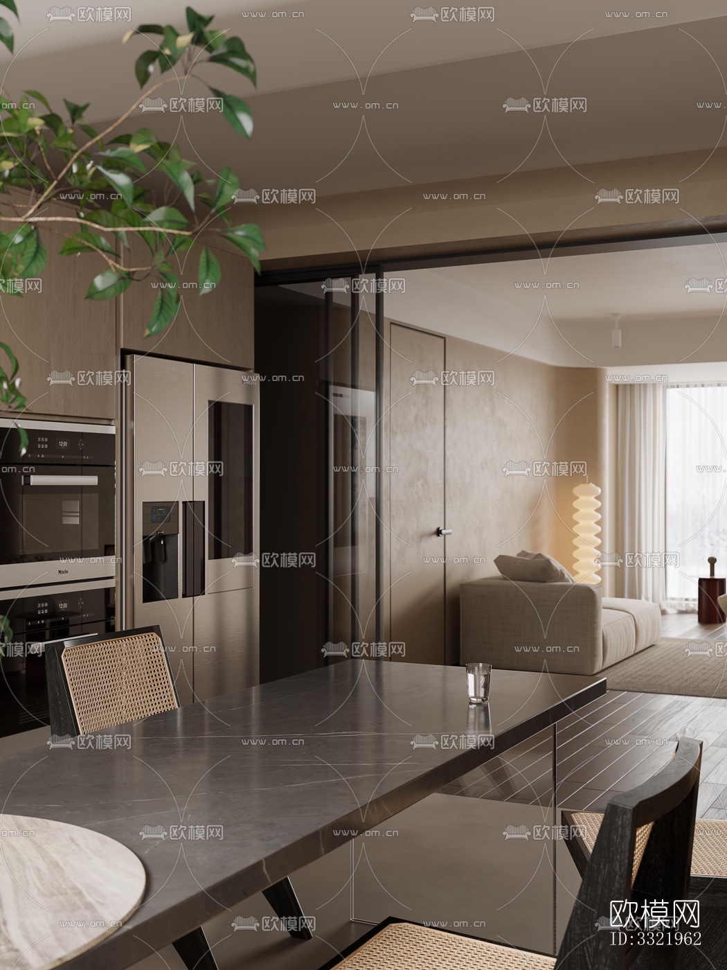 现代客厅效果图下载（渲染图4）