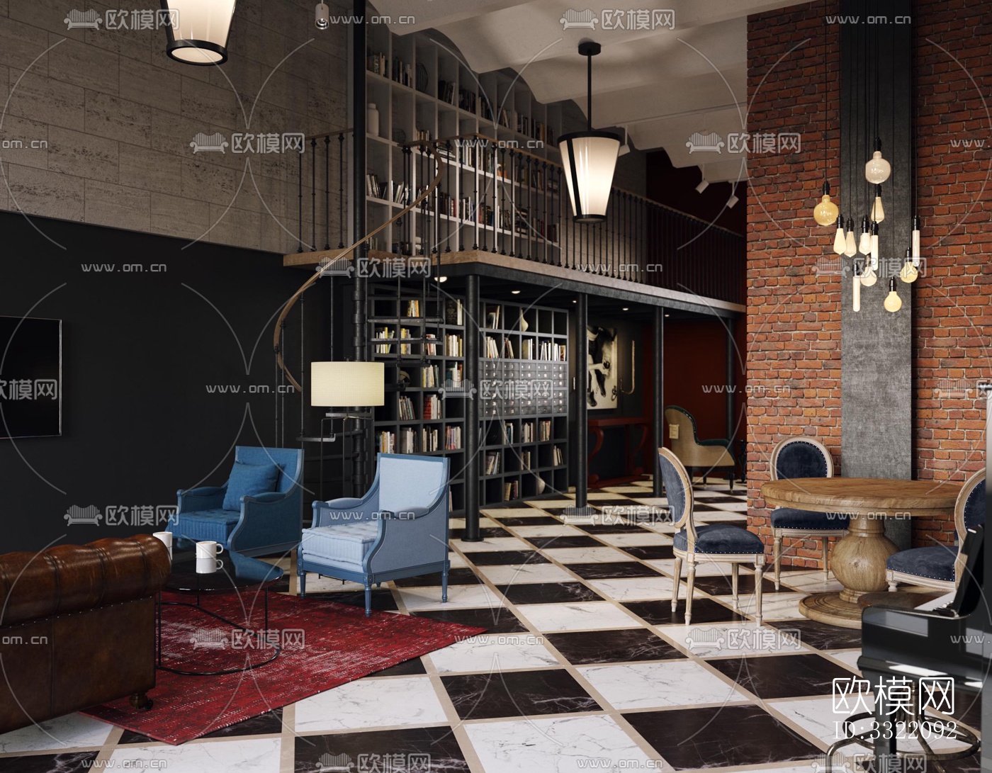 现代客厅效果图下载（渲染图8）