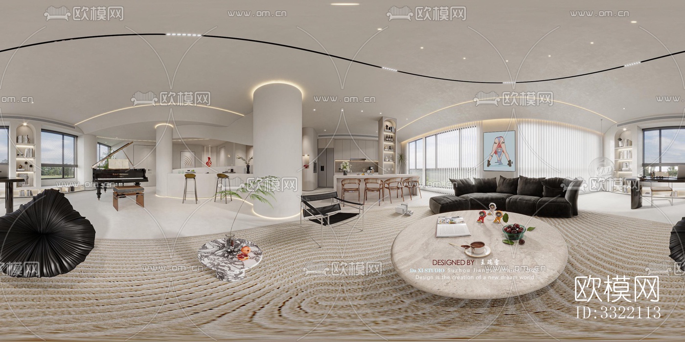 现代客厅效果图下载（渲染图3）