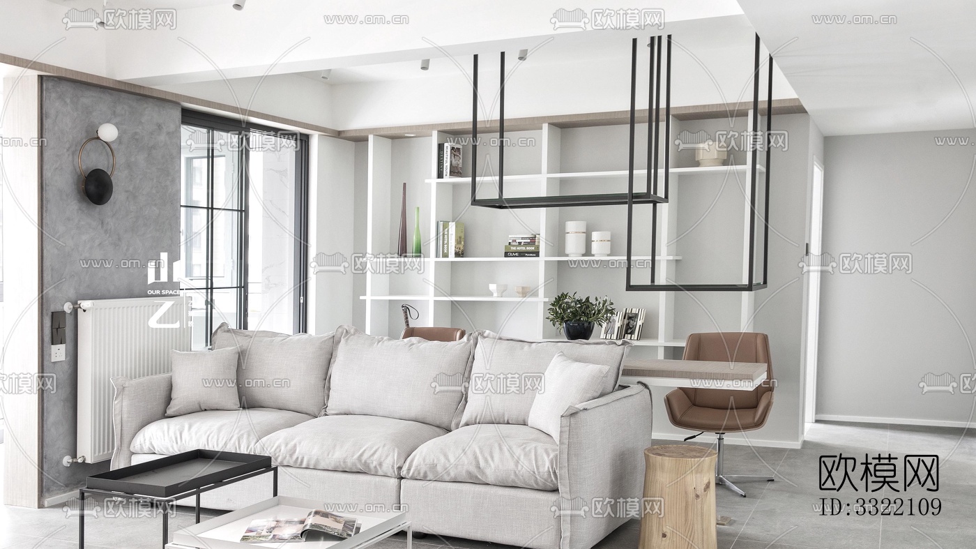 现代客厅效果图下载（渲染图1）