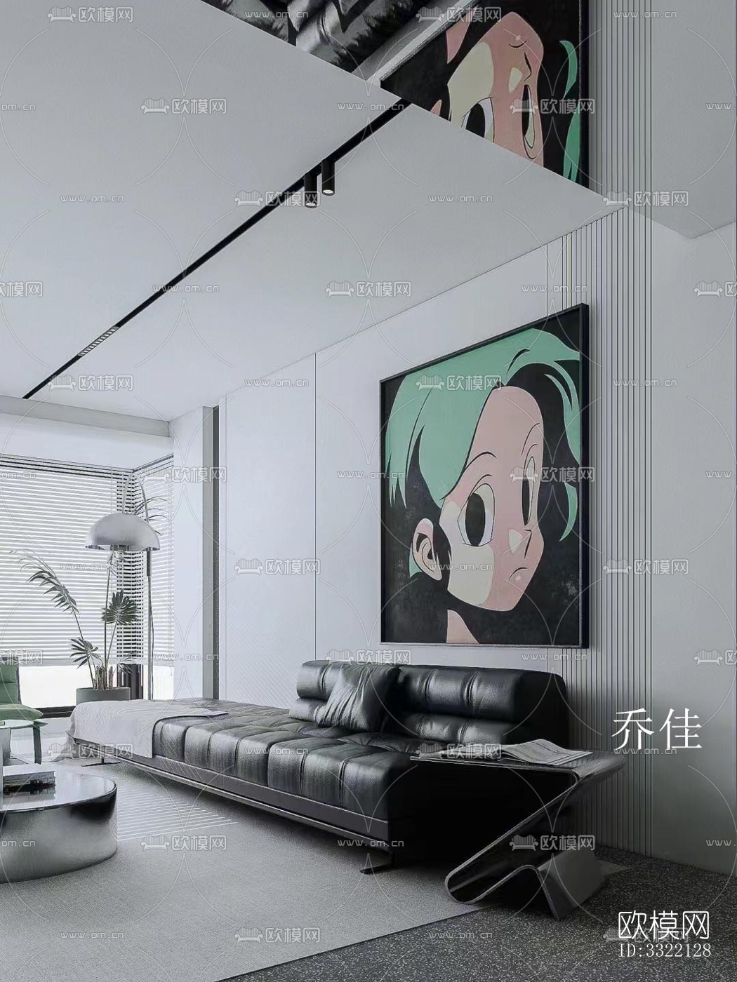 现代客厅效果图下载（渲染图3）