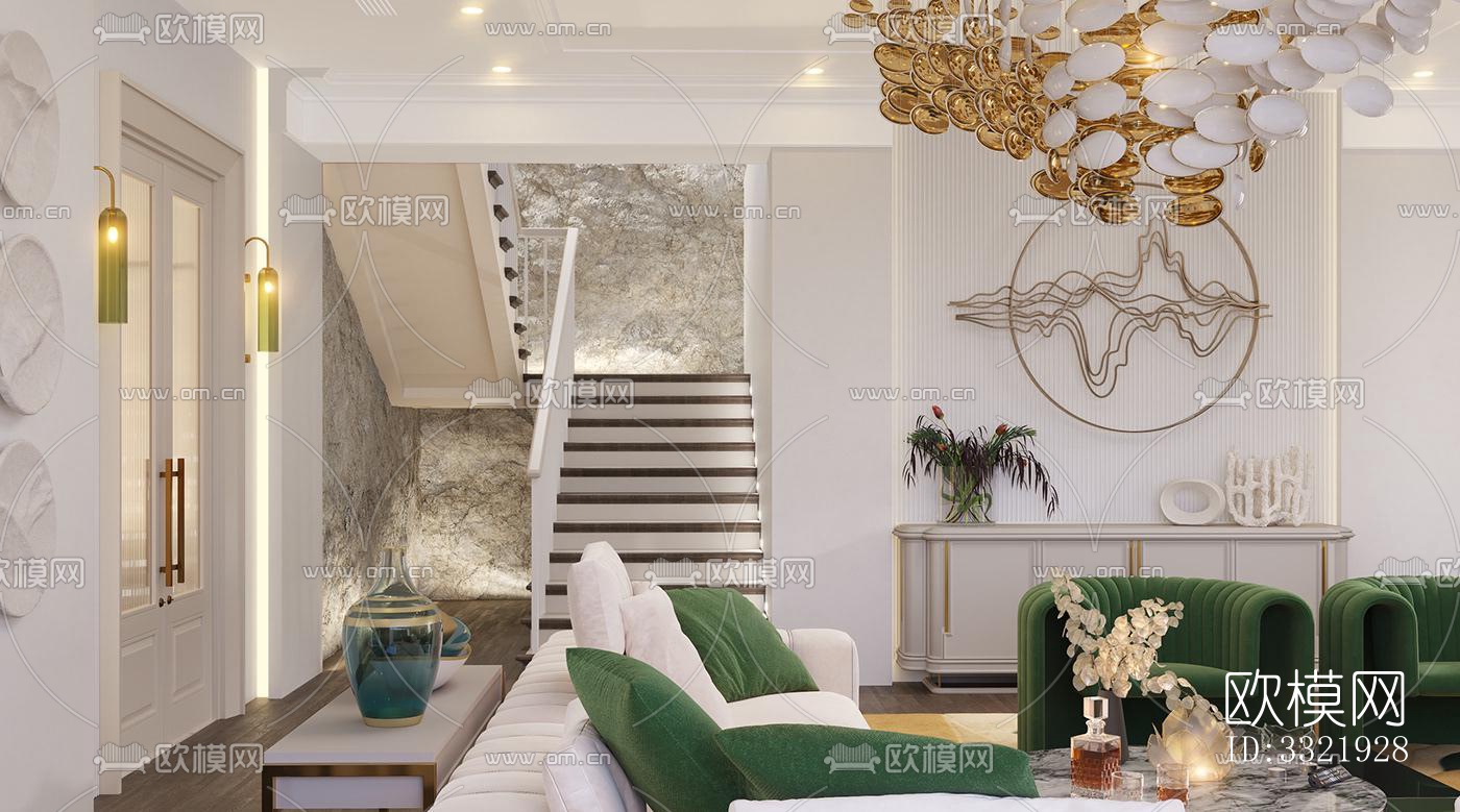 现代客厅效果图下载（渲染图4）