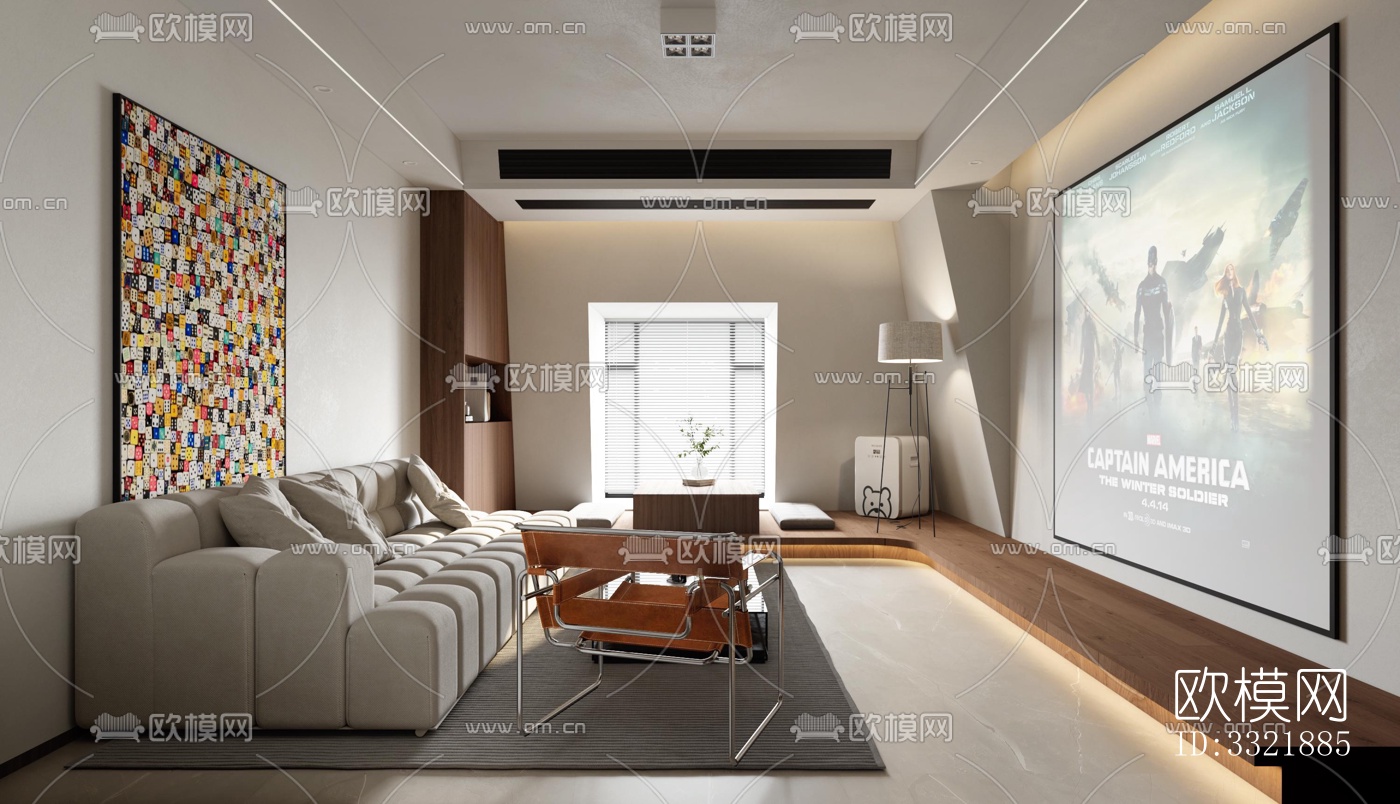 现代客厅效果图下载（渲染图2）