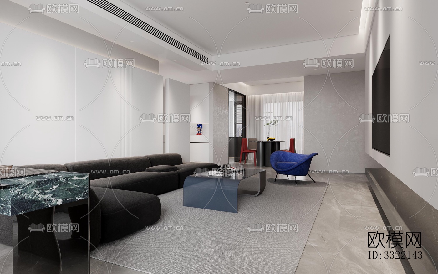现代客厅效果图下载（渲染图2）