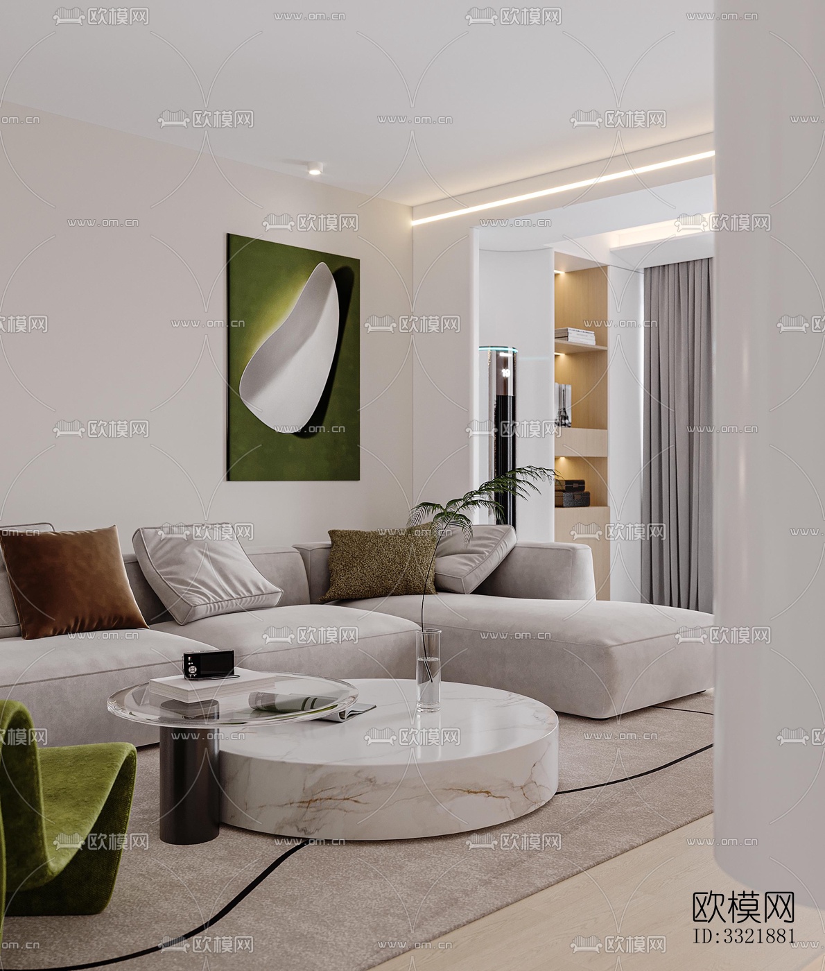 现代客厅效果图下载（渲染图7）