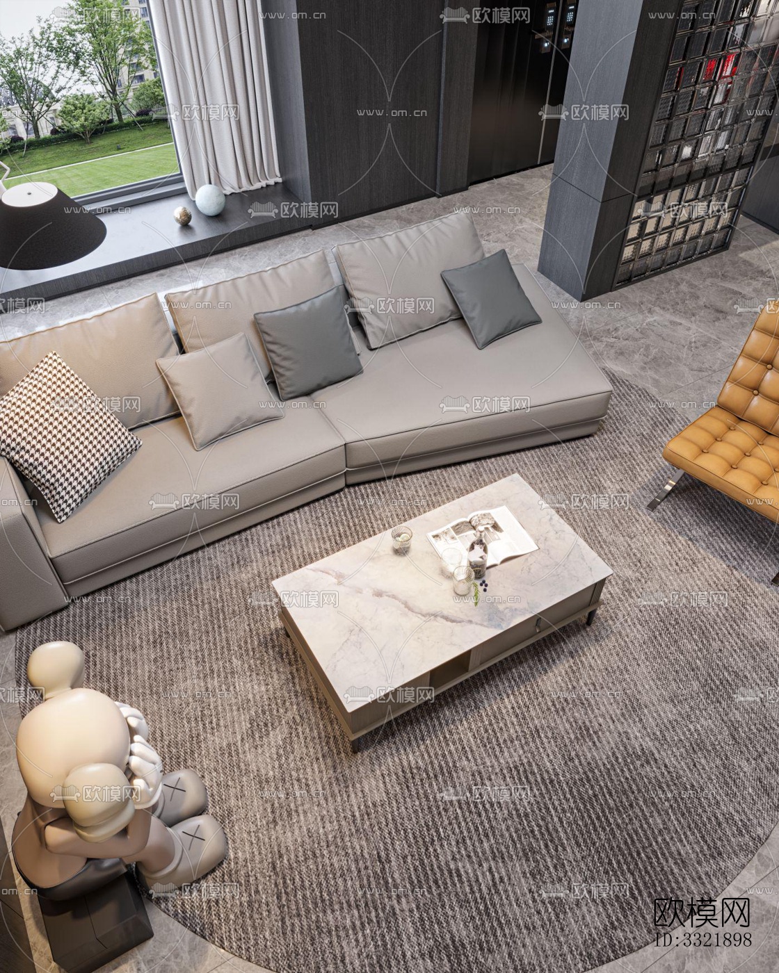 现代客厅效果图下载（渲染图7）