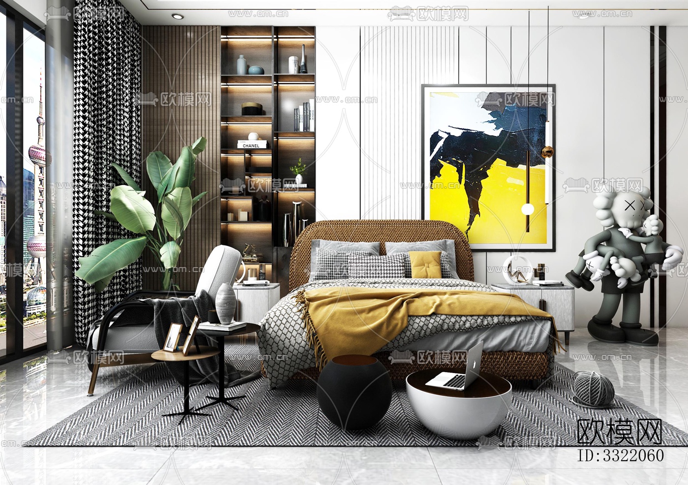 现代客厅效果图下载（渲染图3）