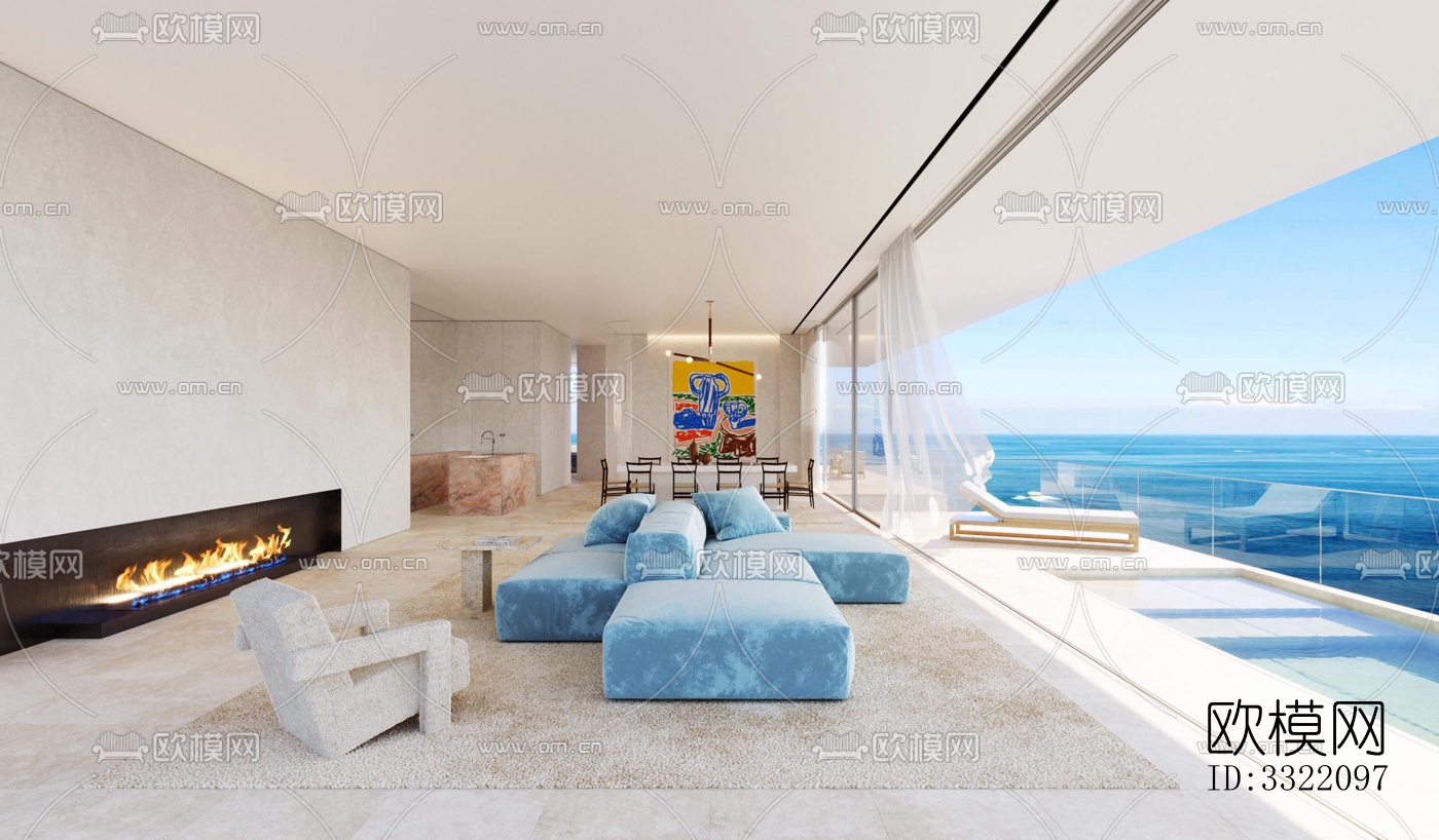 现代客厅效果图下载（渲染图1）