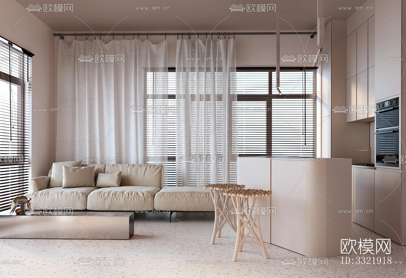 现代客厅效果图下载（渲染图1）