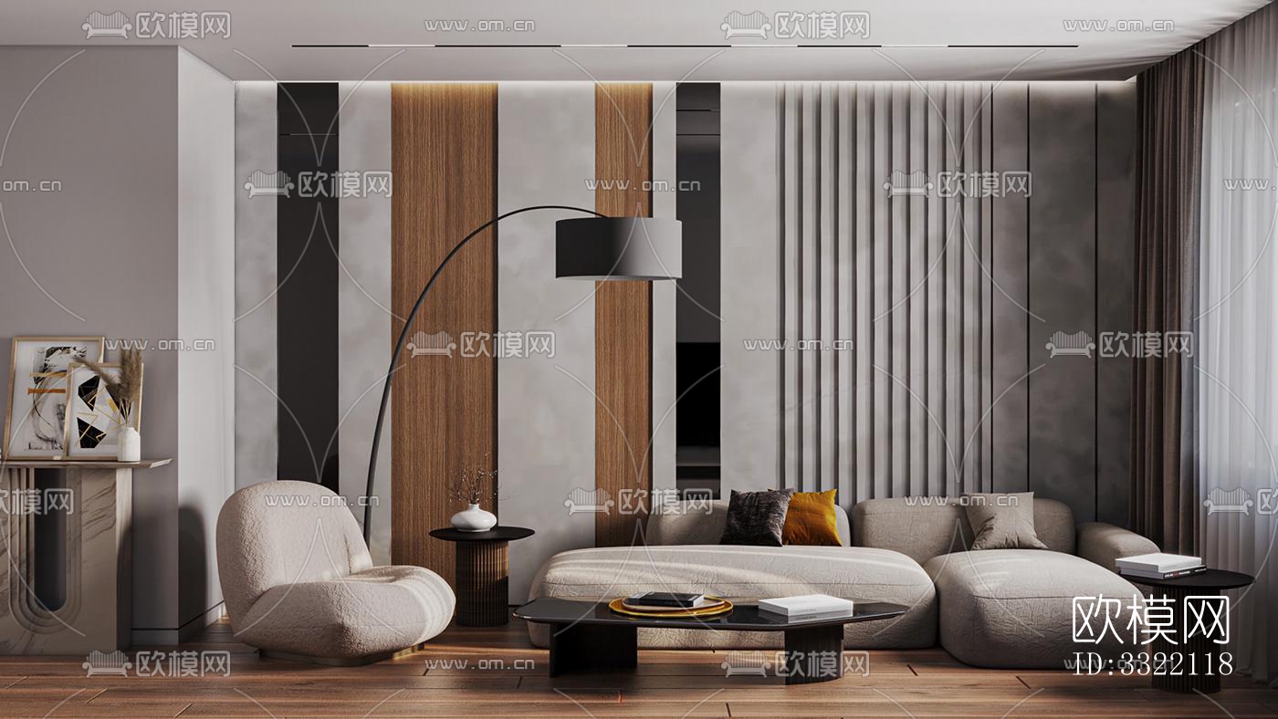 现代客厅效果图下载（渲染图2）